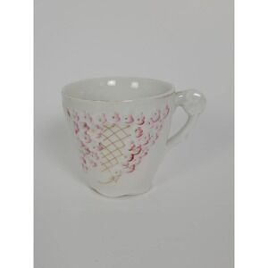 Antique Forget Me Not Porcelain Tea Cup Pink Floral Made in Germany Embossed